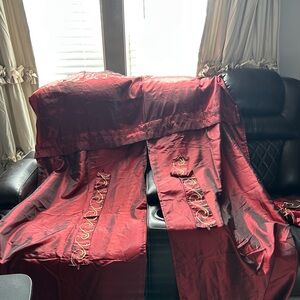 Red Embroidered Curtain Panel Set lot of 2